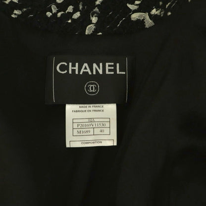 Chanel Tweed Jacket Outer Wool 40 Black