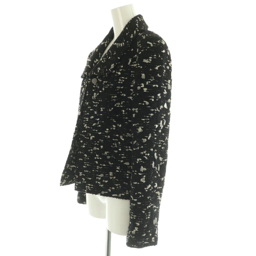 Chanel Tweed Jacket Outer Wool 40 Black