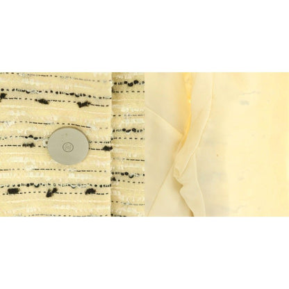 Chanel 99c Tweed Jacket Skirt Set Top and Bottom Knee Length Tight 40 Ivory