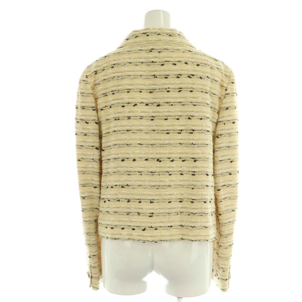Chanel 99c Tweed Jacket Skirt Set Top and Bottom Knee Length Tight 40 Ivory