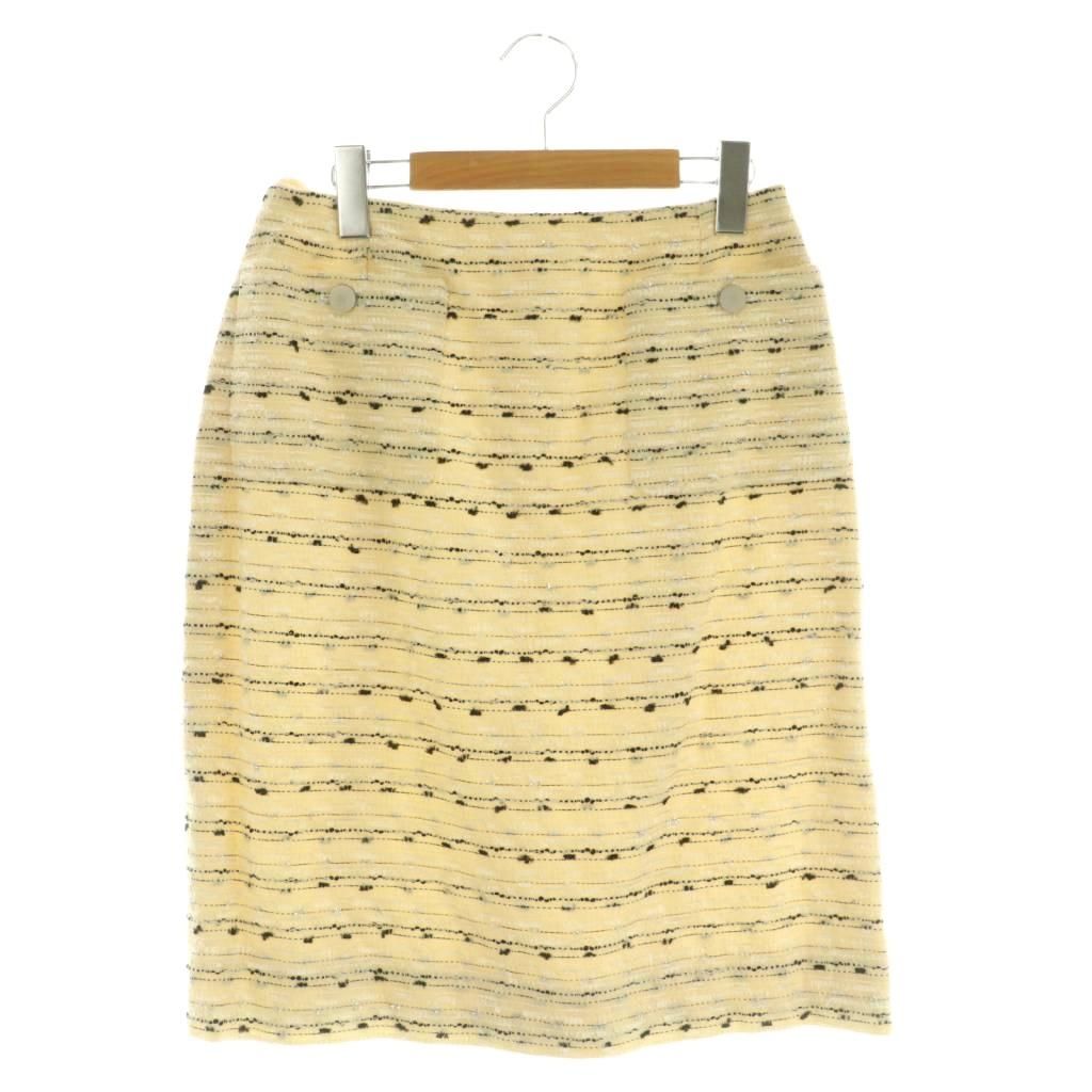Chanel 99c Tweed Jacket Skirt Set Top and Bottom Knee Length Tight 40 Ivory