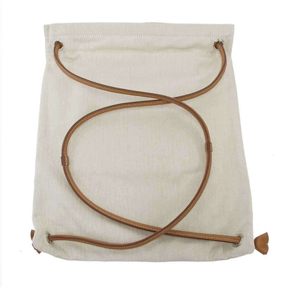 Hermes Aline Toile Chevron PM Toileche Blanc 2-Way Shoulder Backpack Beige