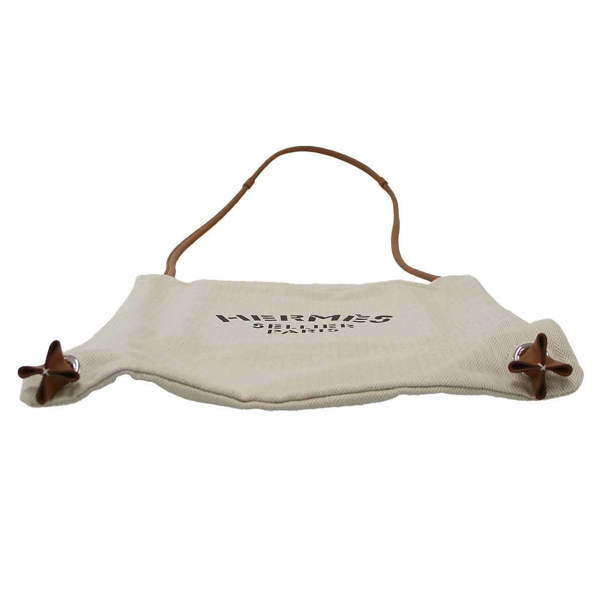Hermes Aline Toile Chevron PM Toileche Blanc 2-Way Shoulder Backpack Beige