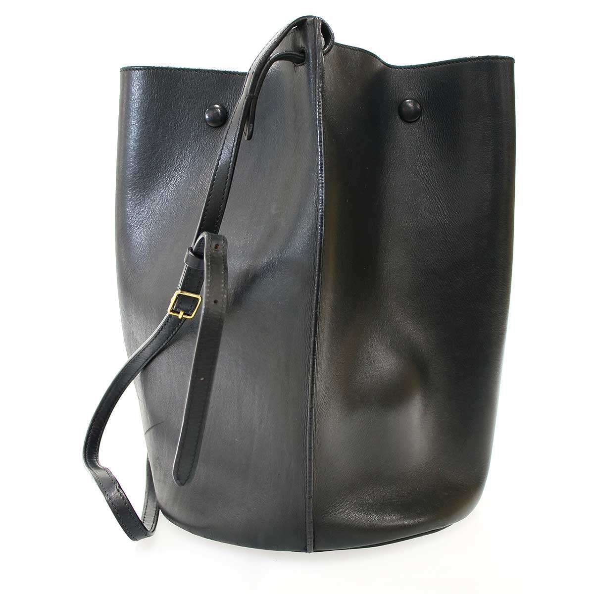 Celine Bucket Leather Shoulder Bag Black