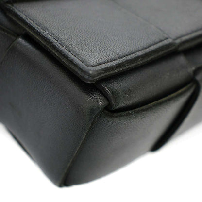 Bottega Veneta Cassette Maxi Intrecciato Leather Shoulder Bag Black