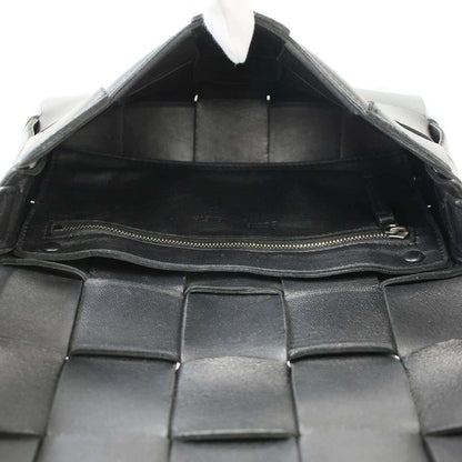 Bottega Veneta Cassette Maxi Intrecciato Leather Shoulder Bag Black