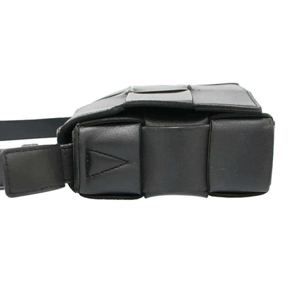 Bottega Veneta Cassette Maxi Intrecciato Leather Shoulder Bag Black