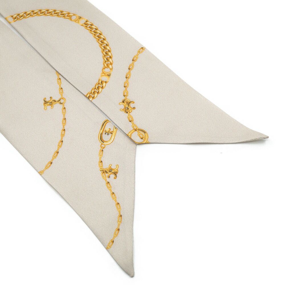 Celine Scarf Twilly Beige Yellow Silk Shawl