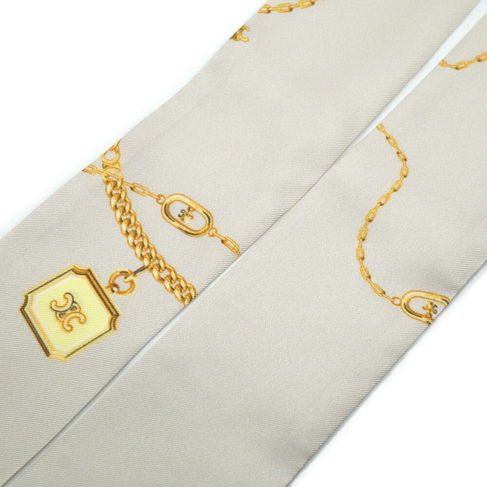 Celine Scarf Twilly Beige Yellow Silk Shawl