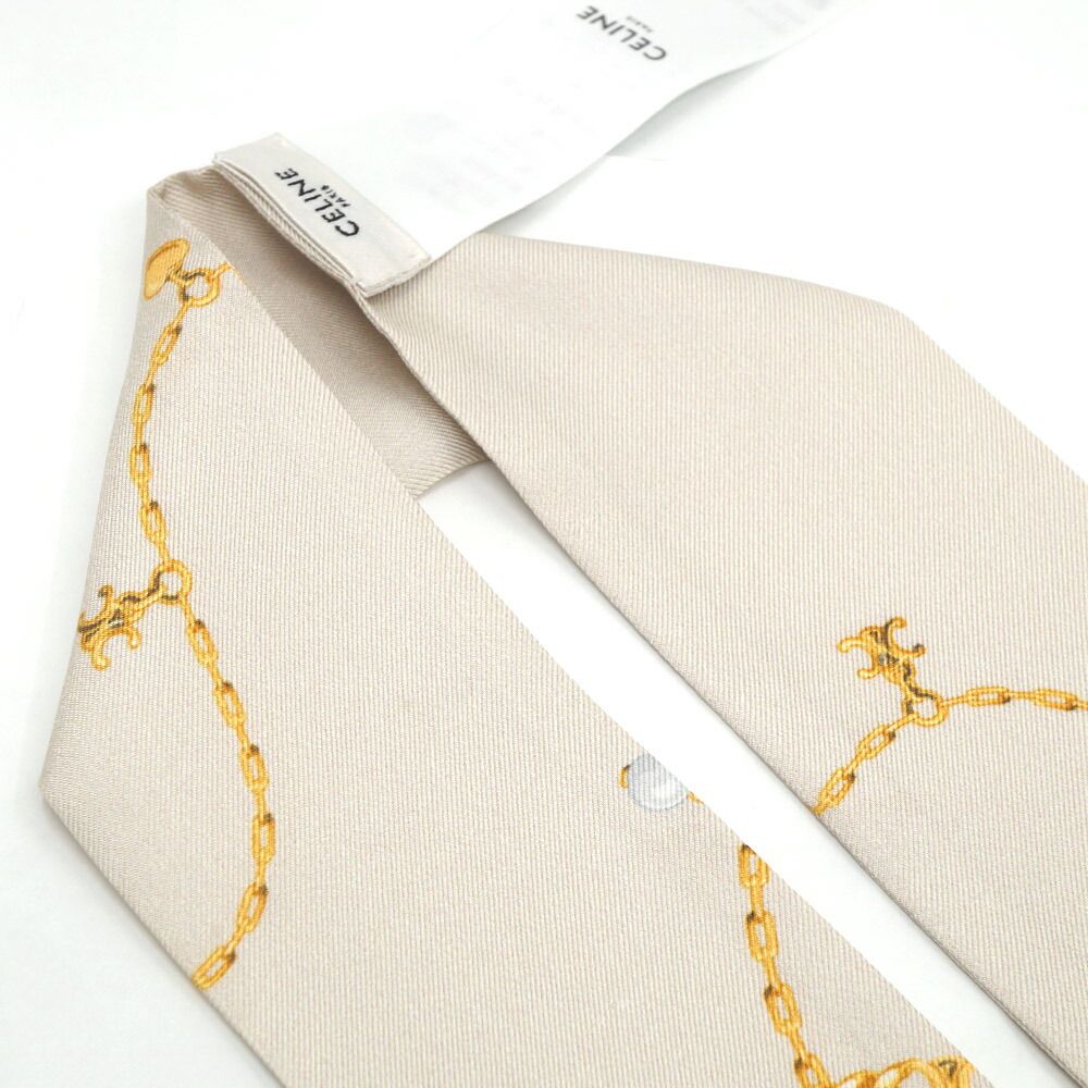 Celine Scarf Twilly Beige Yellow Silk Shawl