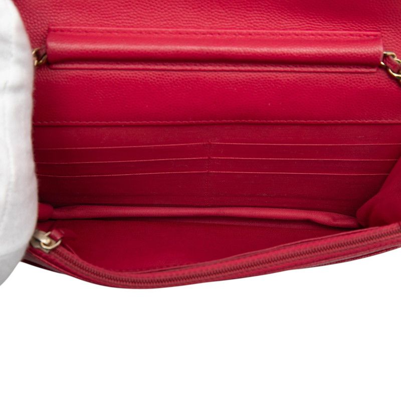 Chanel Quilted CC Logo Chain Shoulder Bag Pink Caviar Leather