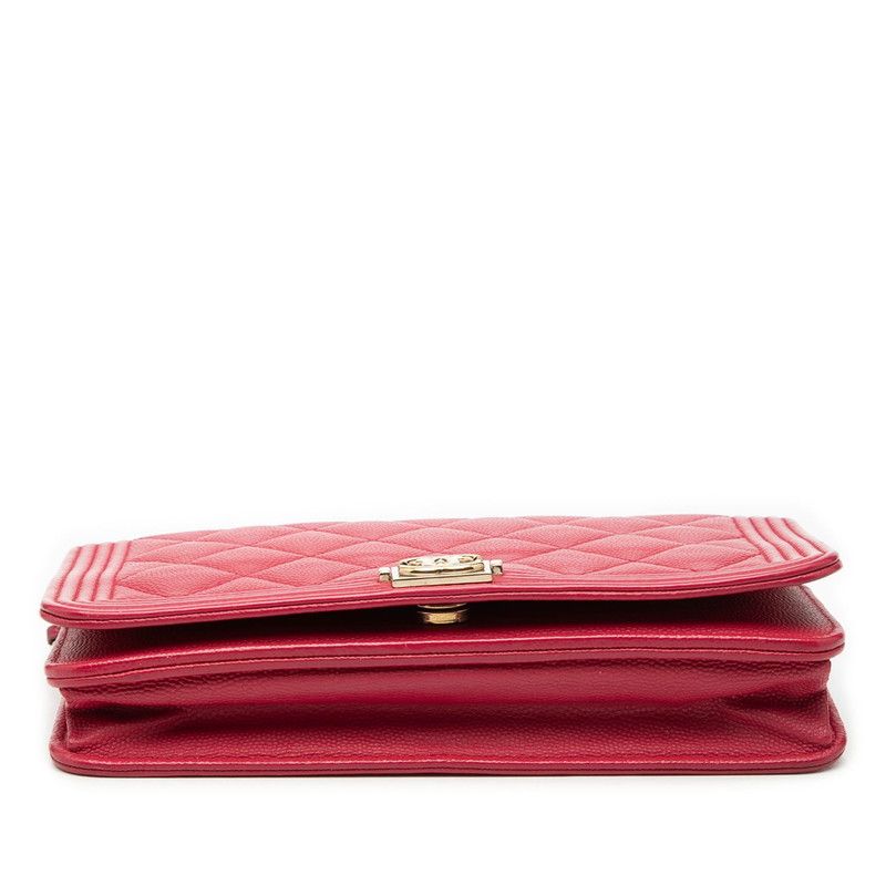 Chanel Quilted CC Logo Chain Shoulder Bag Pink Caviar Leather