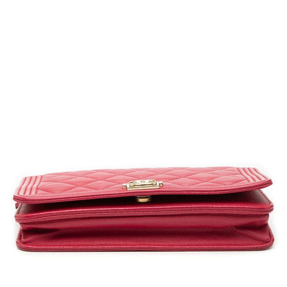 Chanel Quilted CC Logo Chain Shoulder Bag Pink Caviar Leather