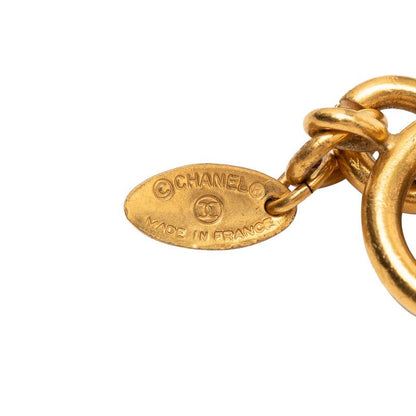 Chanel CC Logo Quilted Chain Pendant Necklace Gold Plated