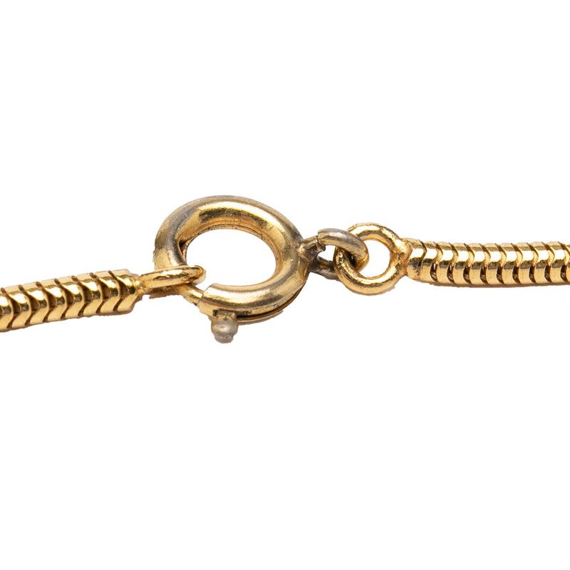 Chanel CC Logo Lion Motif Round Pendant Necklace Gold Plated