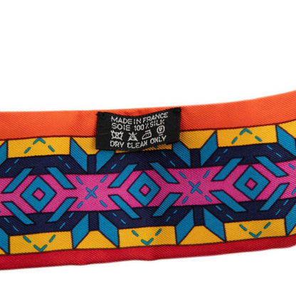 Hermes Twilly Balles du Mexique Mexican Scarf Multicolor Orange Silk