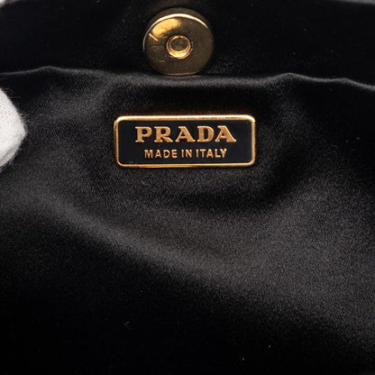 Prada Chain Shoulder Bag Black Gold Nylon Leather