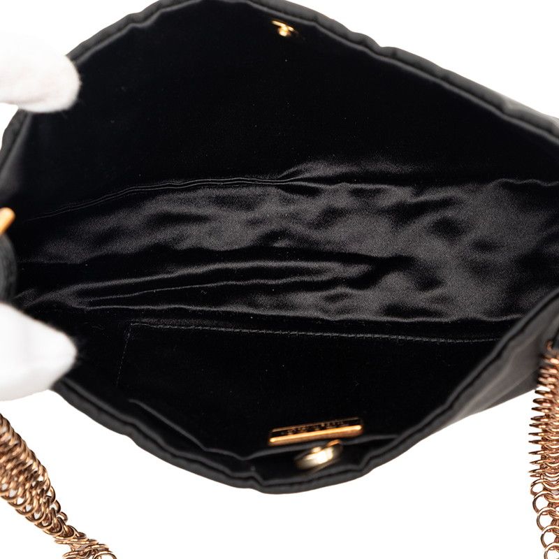 Prada Chain Shoulder Bag Black Gold Nylon Leather