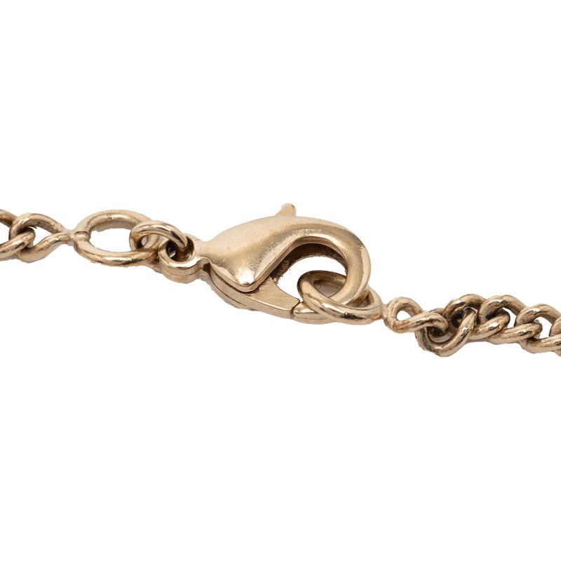 Chanel CC Logo Necklace Gold Plated Line Stone