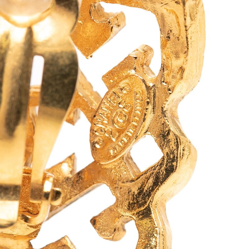 Chanel CC Logo Vintage Earrings Gold Plated