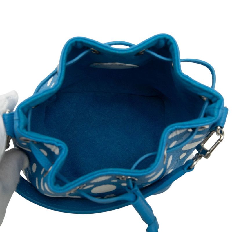Louis Vuitton Monogram Empreinte Nano Noe 2-Way Shoulder Bag Blue White Leather