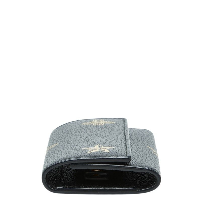 Gucci Animalier Bee & Star Key Case Black Leather Key Holder