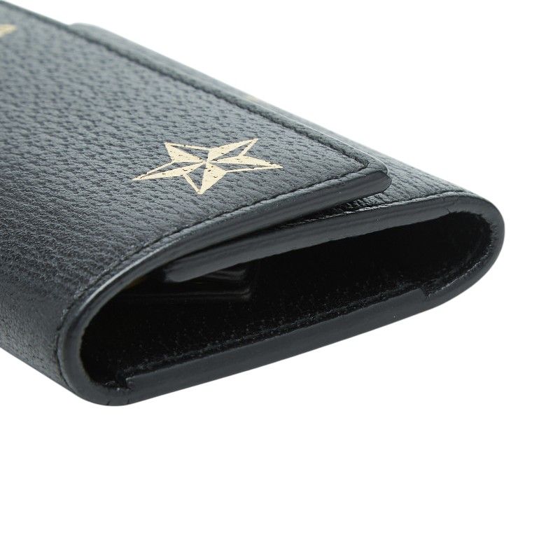 Gucci Animalier Bee & Star Key Case Black Leather Key Holder