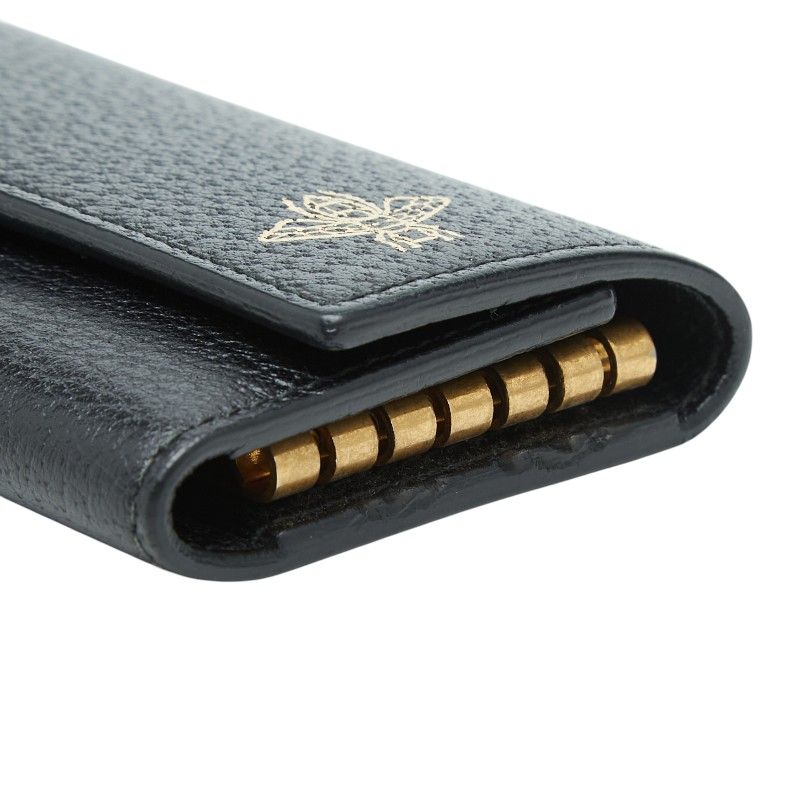 Gucci Animalier Bee & Star Key Case Black Leather Key Holder