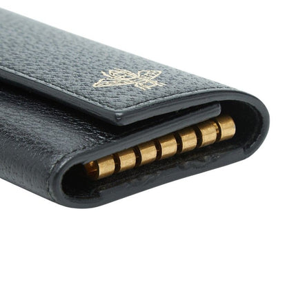Gucci Animalier Bee & Star Key Case Black Leather Key Holder