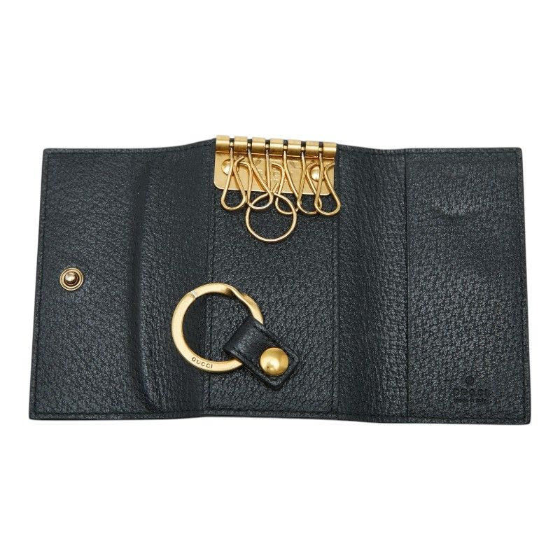 Gucci Animalier Bee & Star Key Case Black Leather Key Holder