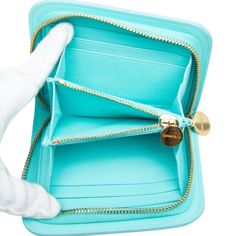 Tiffany & Co Rectangular Wallet Zip Around Blue Leather