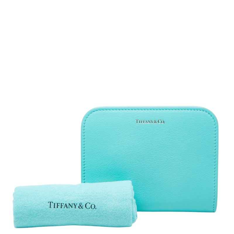 Tiffany & Co Rectangular Wallet Zip Around Blue Leather