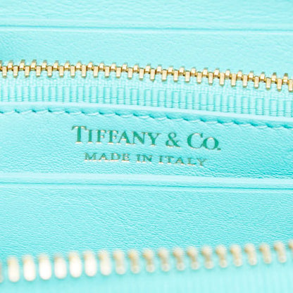 Tiffany & Co Rectangular Wallet Zip Around Blue Leather