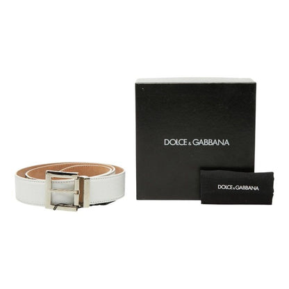 Dolce & Gabbana DG Logo Plain Belt 90 36 White Leather &