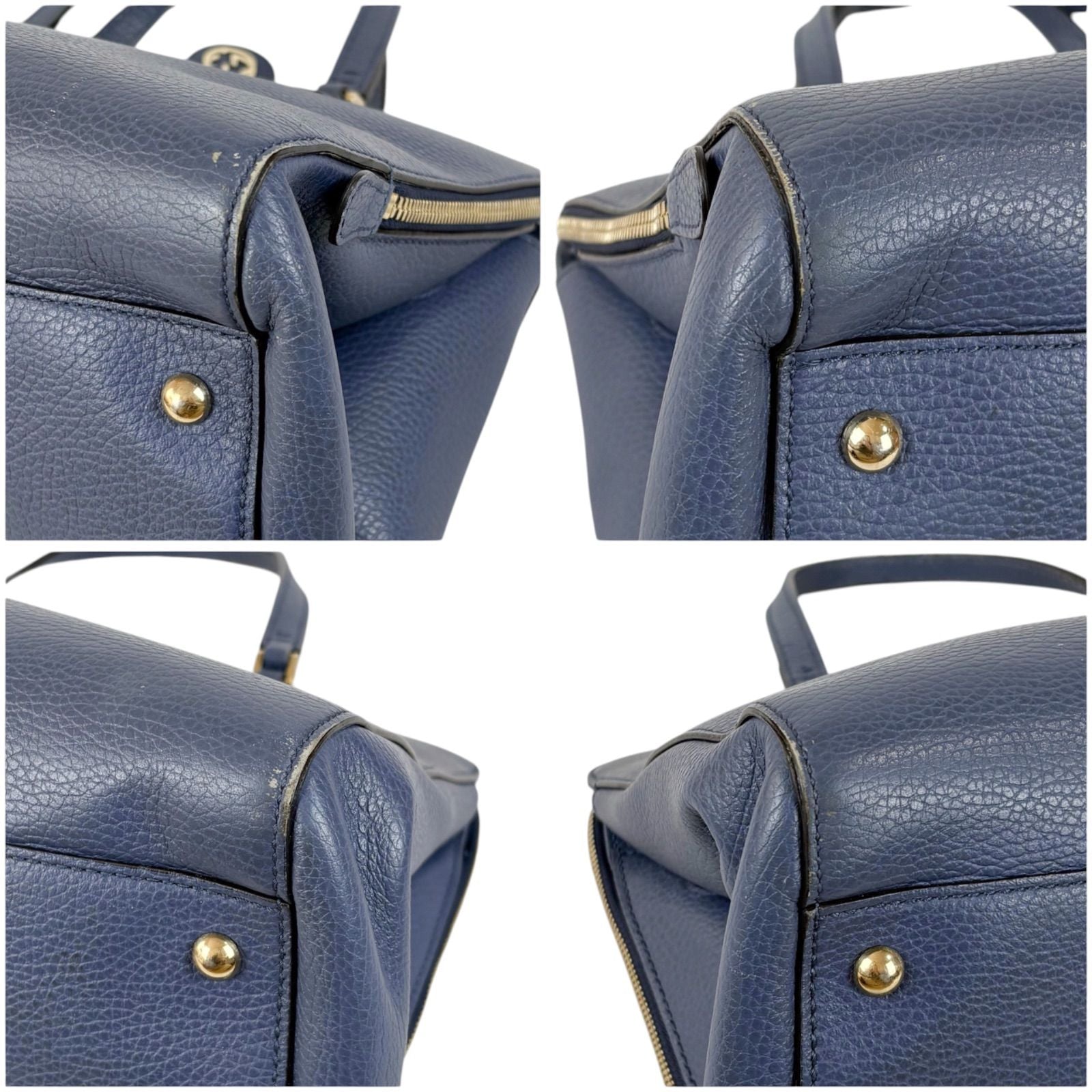 Gucci Handbag Leather Blue Tote with Interlocking Charm — view 5