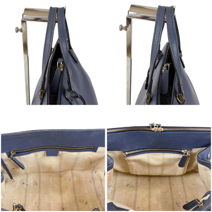 Gucci Handbag Leather Blue Tote with Interlocking Charm — view 6