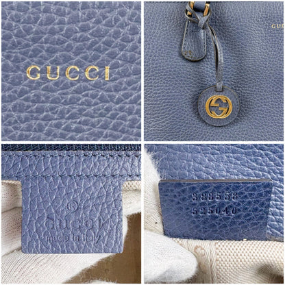 Gucci Handbag Leather Blue Tote with Interlocking Charm — view 7