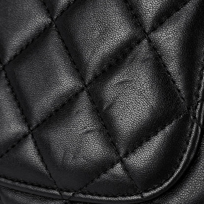 Chanel CC Logo Chain Shoulder Bag Quilted Leather Black