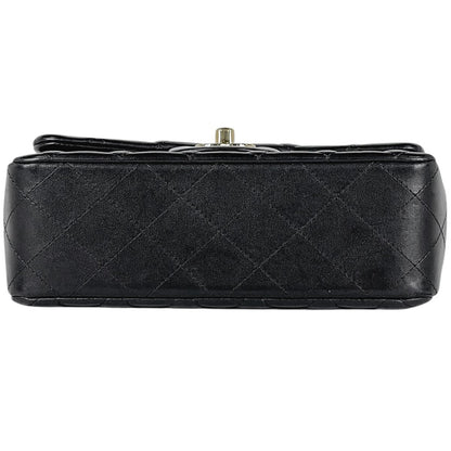 Chanel CC Logo Chain Shoulder Bag Quilted Leather Black