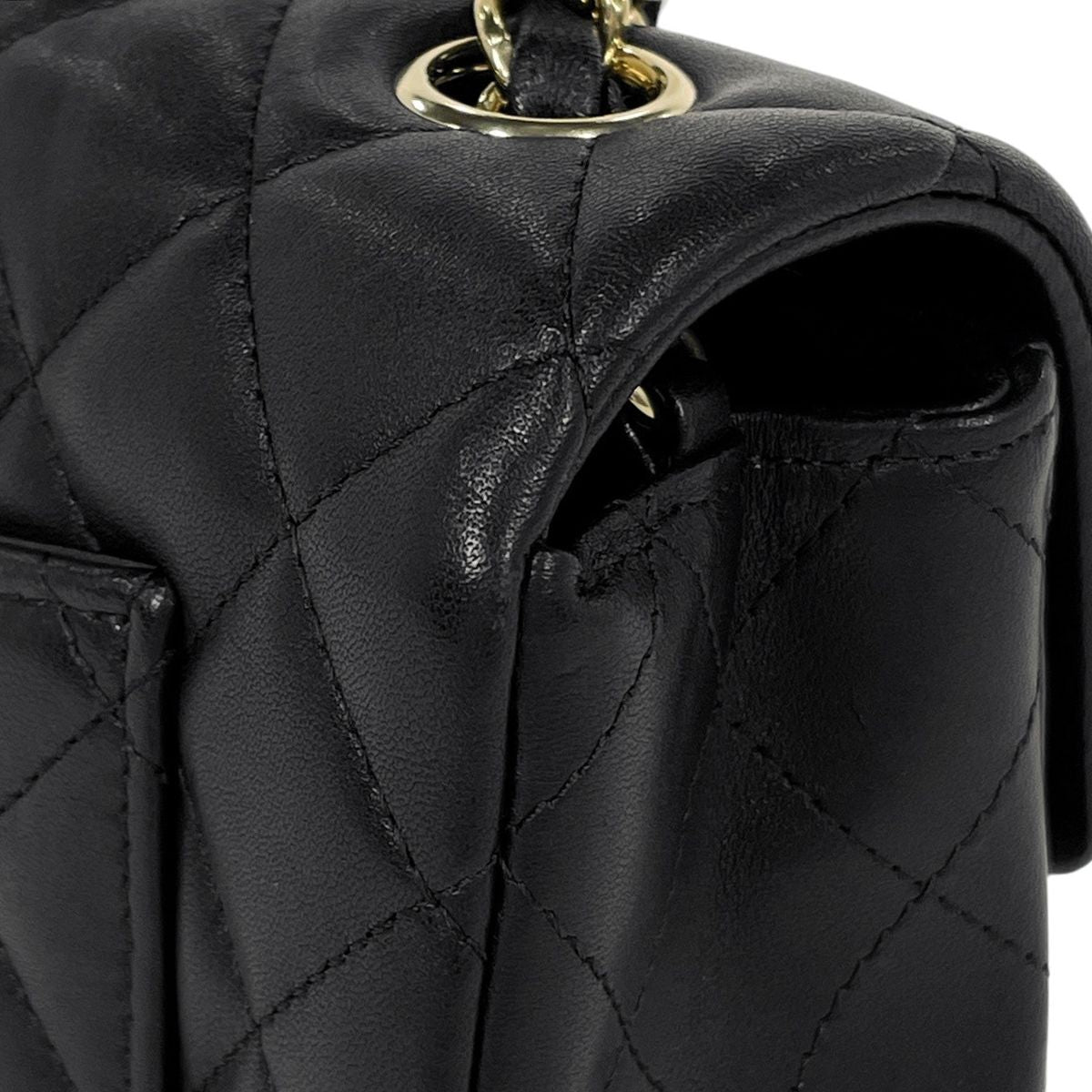 Chanel CC Logo Chain Shoulder Bag Quilted Leather Black