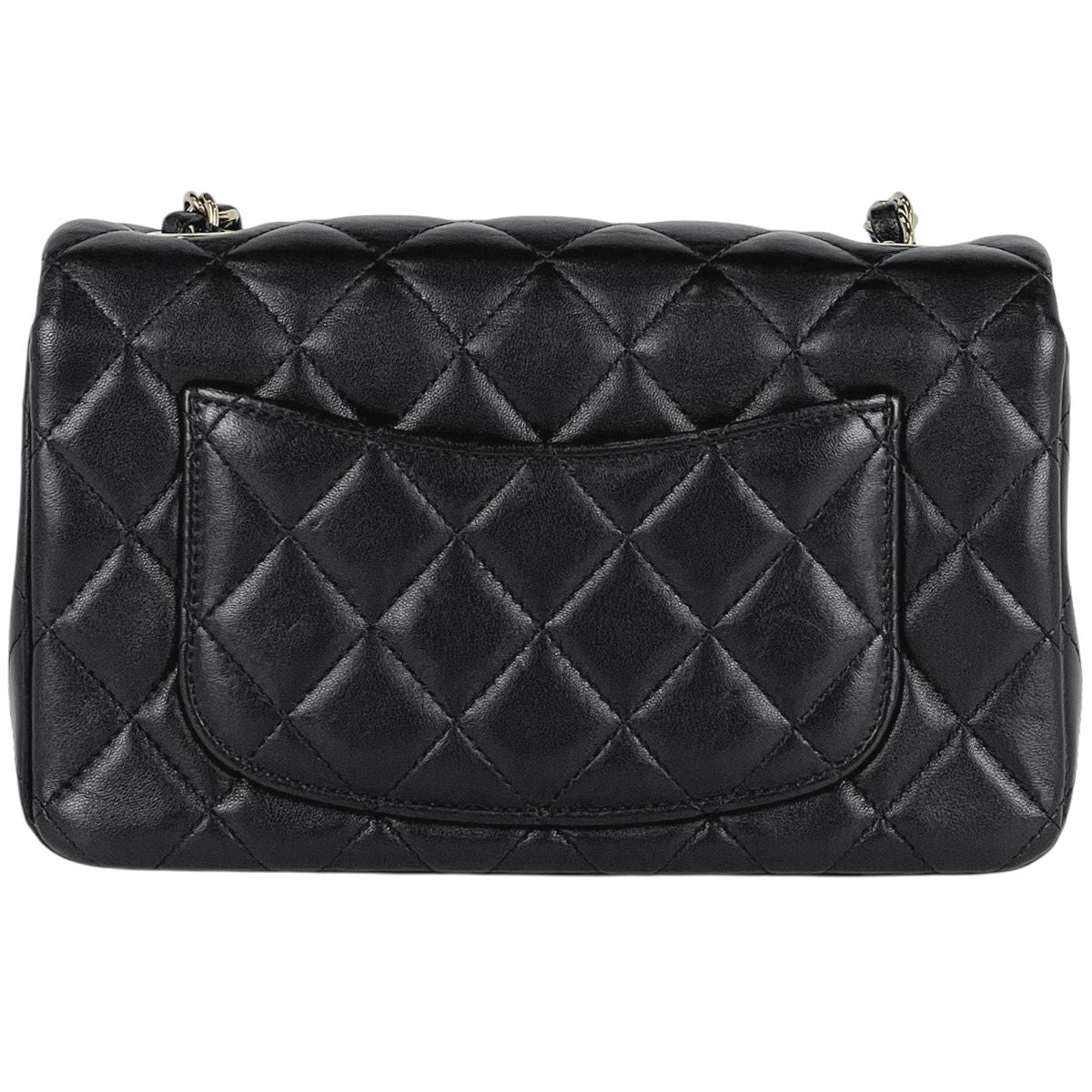 Chanel CC Logo Chain Shoulder Bag Quilted Leather Black