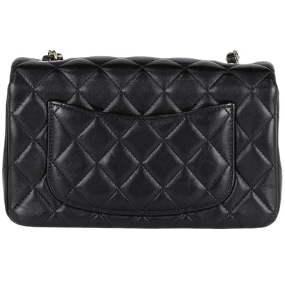Chanel CC Logo Chain Shoulder Bag Quilted Leather Black