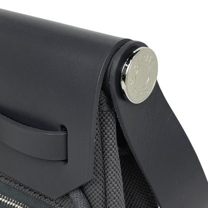 Hermes Herbag Zip 20 Toile Hunter Shoulder Bag Canvas Gray