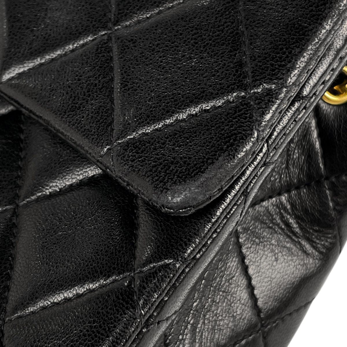 Chanel Mini Quilted Single Flap Chain Shoulder Bag CC Logo Leather Black
