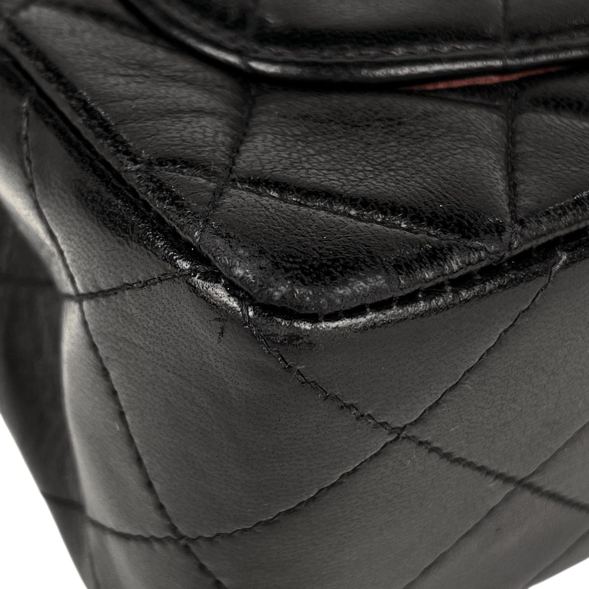 Chanel Mini Quilted Single Flap Chain Shoulder Bag CC Logo Leather Black