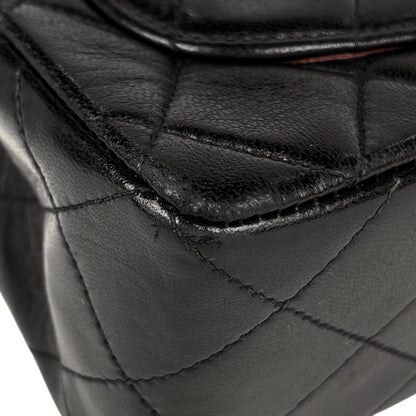 Chanel Mini Quilted Single Flap Chain Shoulder Bag CC Logo Leather Black