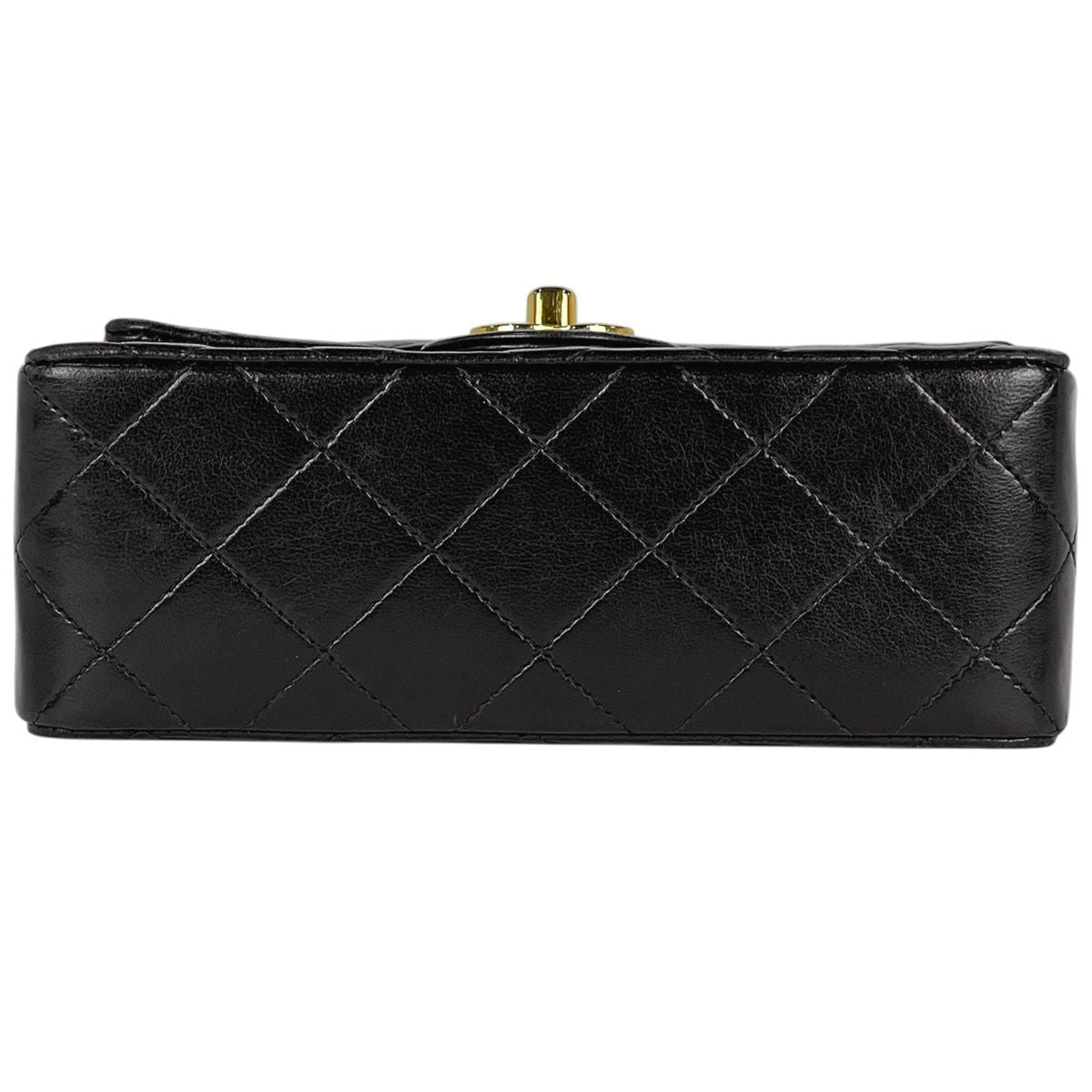 Chanel Mini Quilted Single Flap Chain Shoulder Bag CC Logo Leather Black