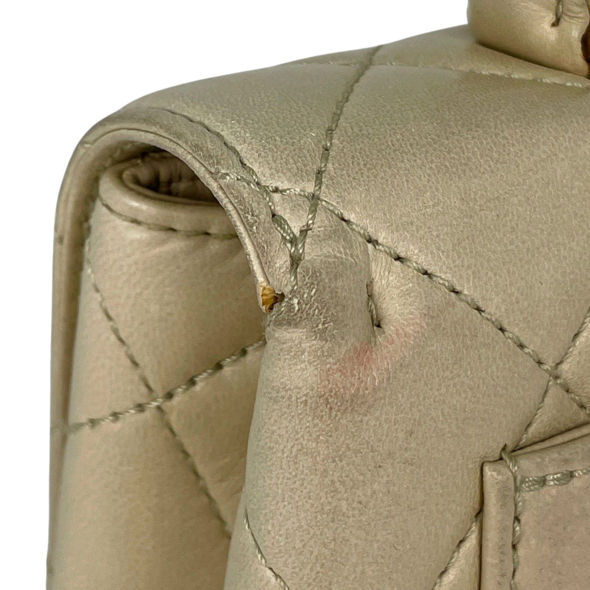 Chanel CC Logo Handbag Quilted Leather Beige
