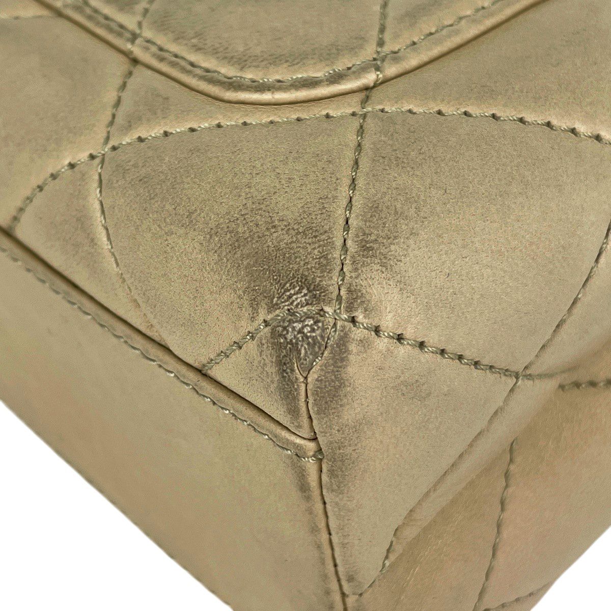 Chanel CC Logo Handbag Quilted Leather Beige