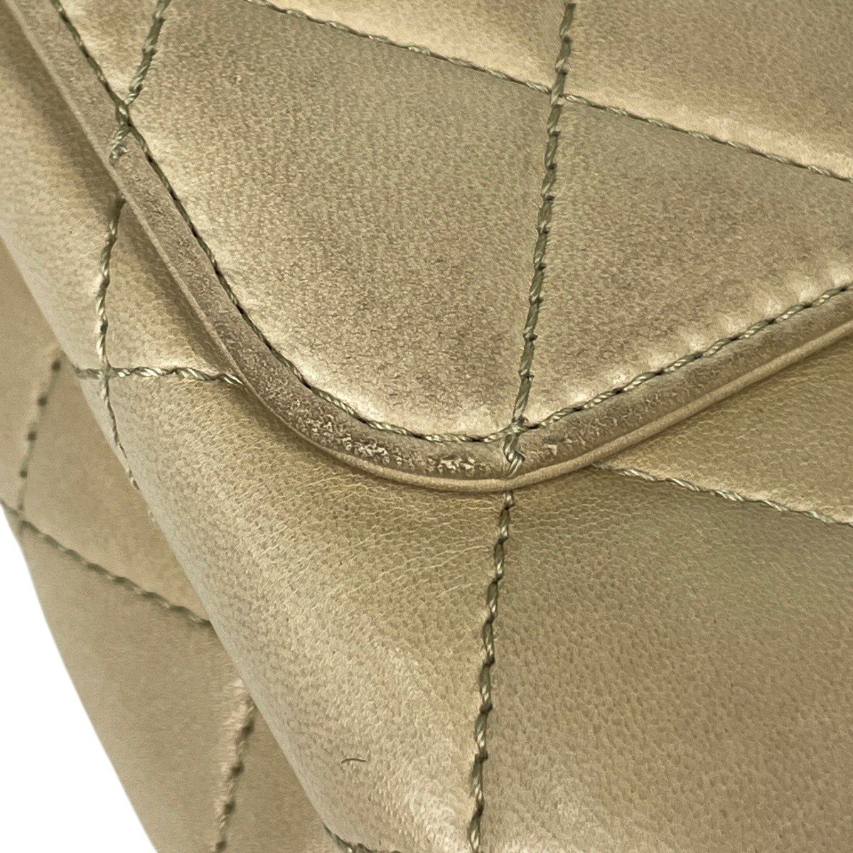 Chanel CC Logo Handbag Quilted Leather Beige